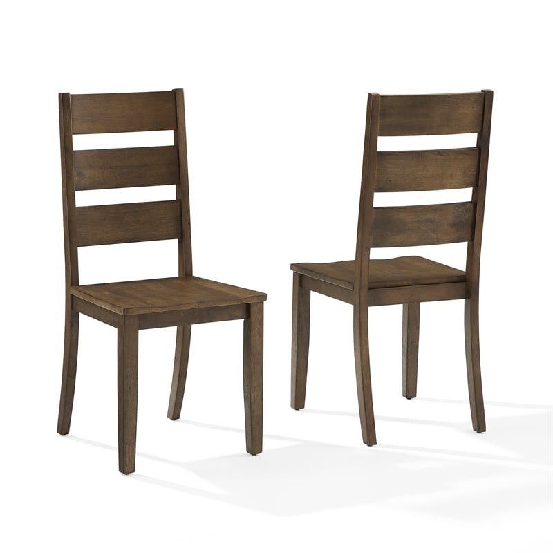Crosley Furniture Joanna 2Pc Ladder-Back Dining Chair Set in Dark Oak