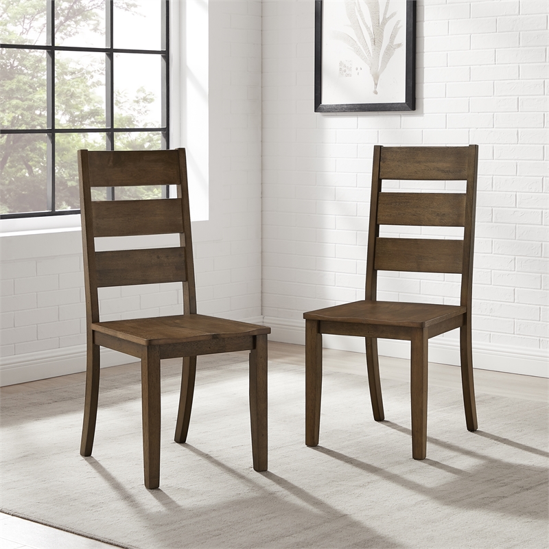 Crosley Furniture Joanna 2Pc Ladder-Back Dining Chair Set in Dark Oak