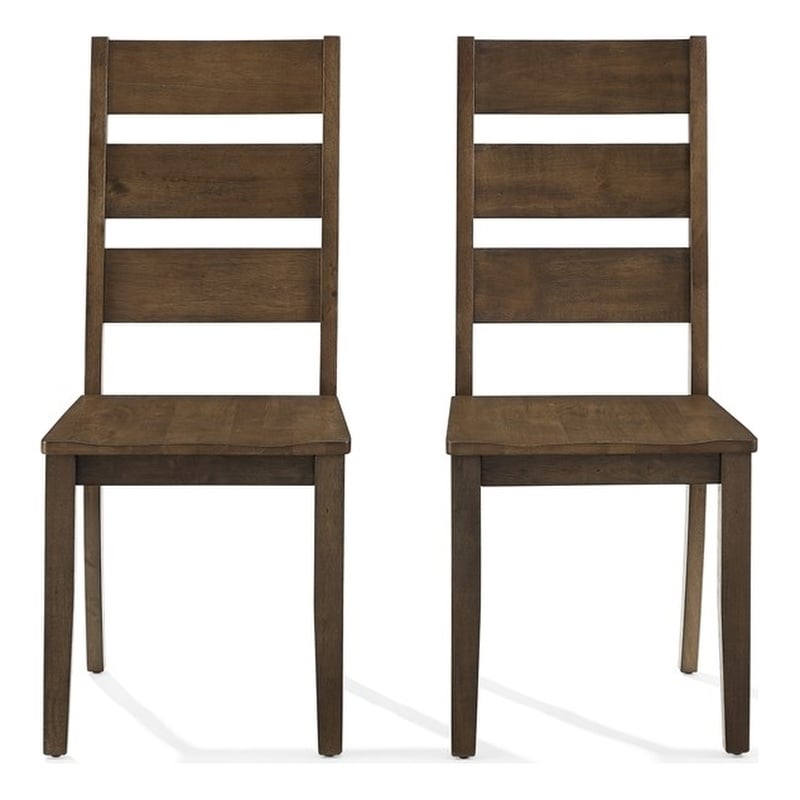 Crosley Furniture Joanna 2Pc Ladder-Back Dining Chair Set in Dark Oak