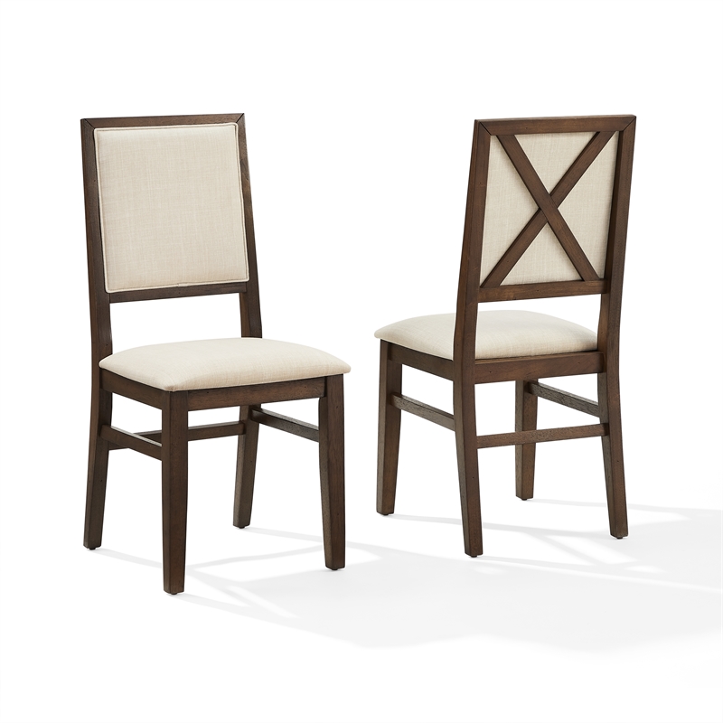 Crosley Furniture Joanna 2Pc Upholstered Back Dining Chair Set in Dark Oak/Creme