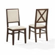 Crosley Furniture Joanna 2Pc Upholstered Back Dining Chair Set in Dark Oak/Creme