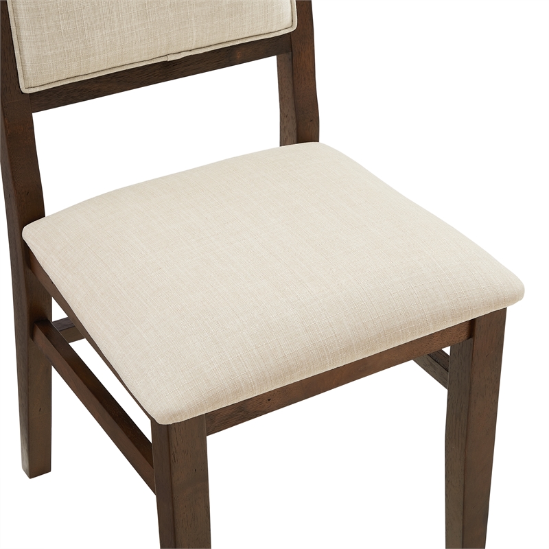Crosley Furniture Joanna 2Pc Upholstered Back Dining Chair Set in Dark Oak/Creme