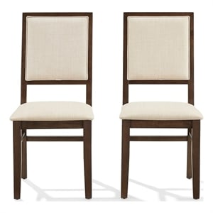 Crosley Furniture Joanna 2Pc Upholstered Back Dining Chair Set in Dark Oak/Creme