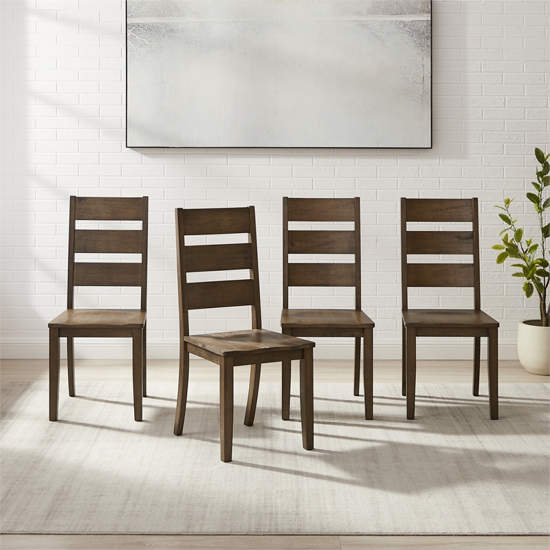 Crosley Furniture Joanna 4-Piece Ladder-Back Dining Chair Set in Dark Oak
