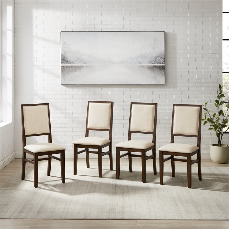 Crosley Furniture Joanna 4-Piece Back Dining Chair Set in Dark Oak/Creme