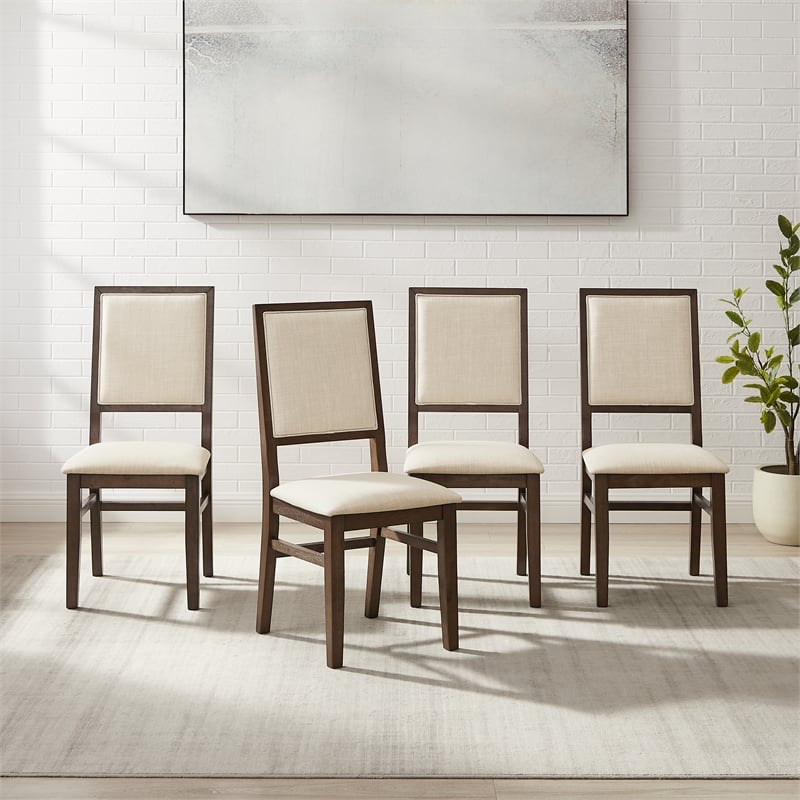 Crosley Furniture Joanna 4-Piece Back Dining Chair Set in Dark Oak/Creme