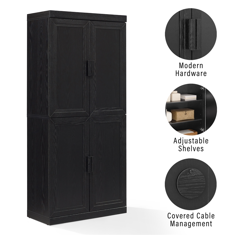 Crosley Furniture Essen Kitchen Pantry Storage Cabinet in Black