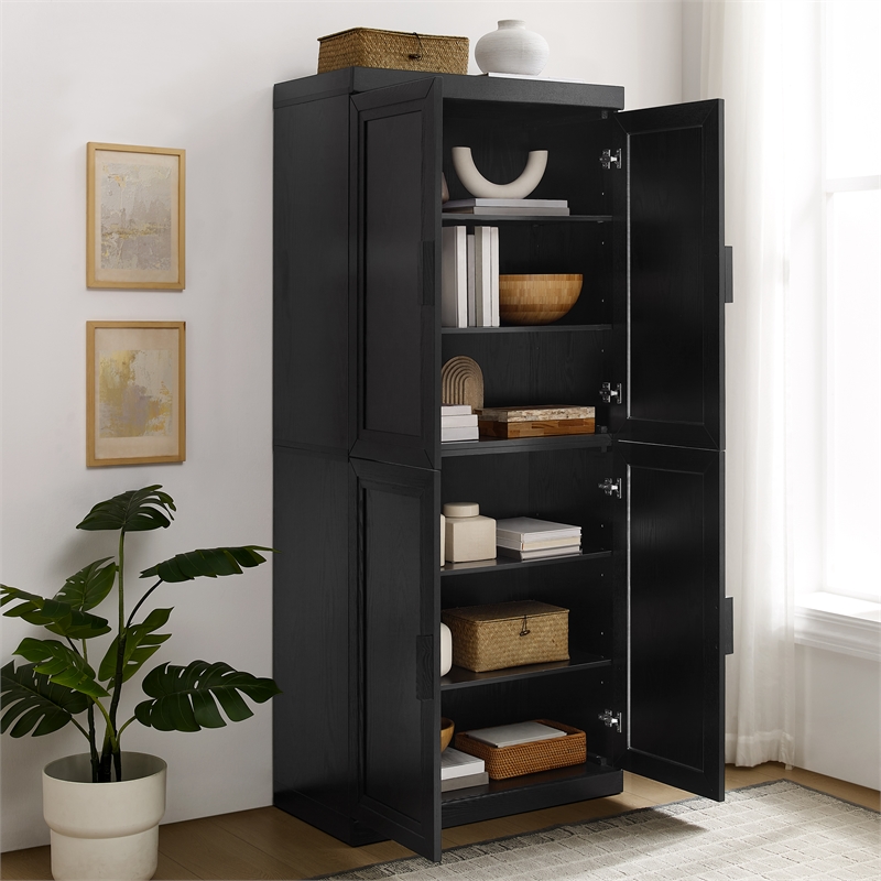 Crosley Furniture Essen Kitchen Pantry Storage Cabinet in Black