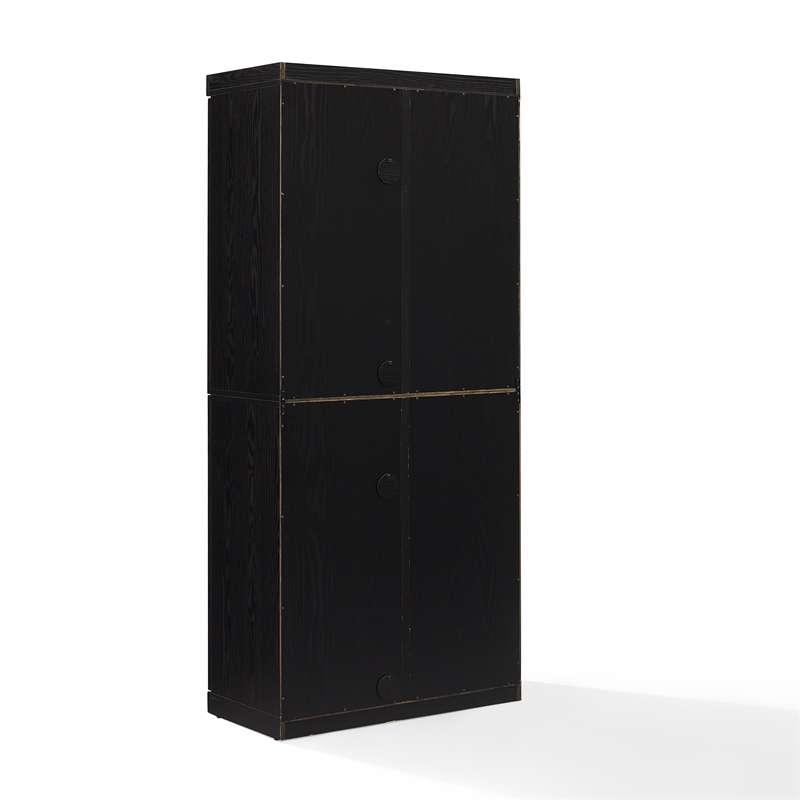 Crosley Furniture Essen Glass Door Kitchen Pantry Storage Cabinet in Black