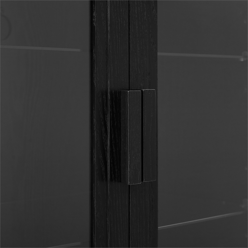 Crosley Furniture Essen Glass Door Kitchen Pantry Storage Cabinet in Black