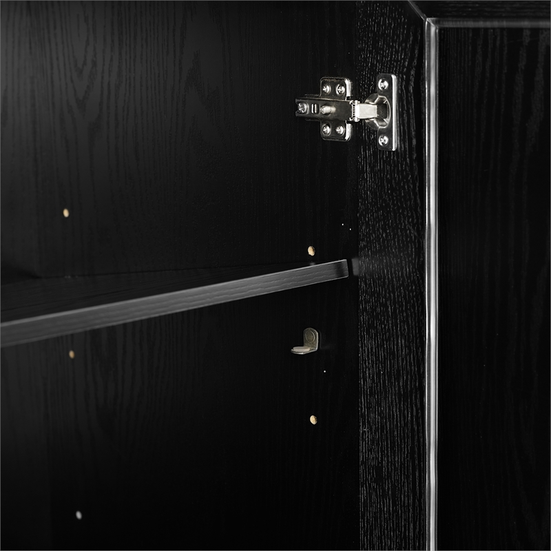 Crosley Furniture Essen Glass Door Kitchen Pantry Storage Cabinet in Black