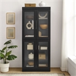 Crosley Furniture Essen Glass Door Kitchen Pantry Storage Cabinet in Black