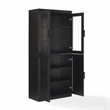 Crosley Furniture Essen Pantry Storage Cabinet With Glass Door Hutch in Black