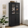 Crosley Furniture Essen Pantry Storage Cabinet With Glass Door Hutch in Black