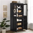 Crosley Furniture Essen Pantry Storage Cabinet With Glass Door Hutch in Black