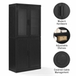 Crosley Furniture Essen Pantry Storage Cabinet With Glass Door Hutch in Black