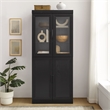 Crosley Furniture Essen Pantry Storage Cabinet With Glass Door Hutch in Black