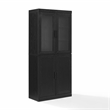 Crosley Furniture Essen Pantry Storage Cabinet With Glass Door Hutch in Black