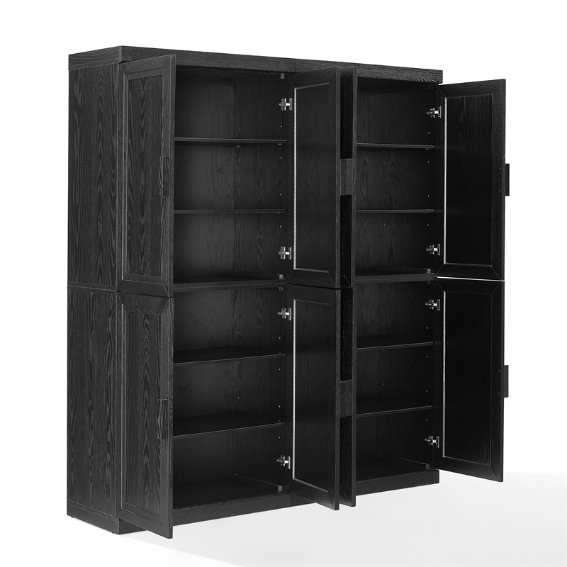 Crosley Furniture Essen 2Pc Kitchen Pantry Storage Cabinet Set in Black