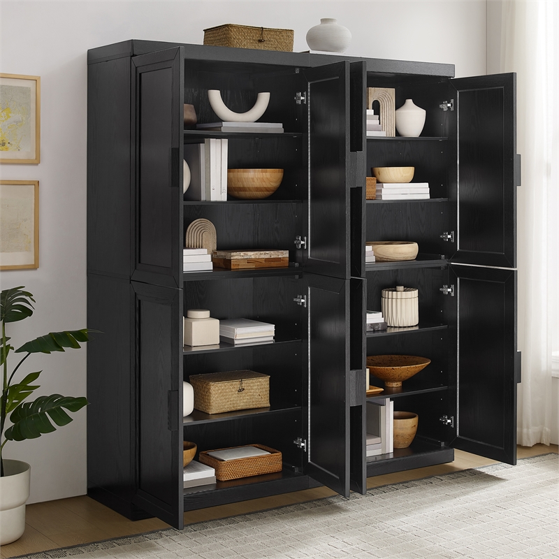 Crosley Furniture Essen 2Pc Kitchen Pantry Storage Cabinet Set in Black