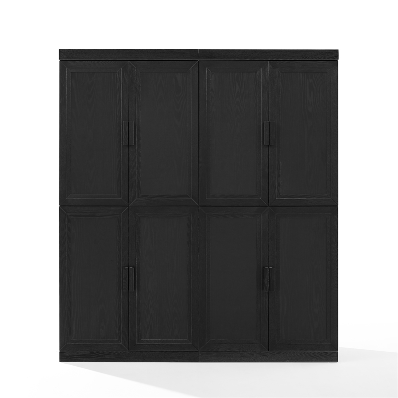 Crosley Furniture Essen 2Pc Kitchen Pantry Storage Cabinet Set in Black