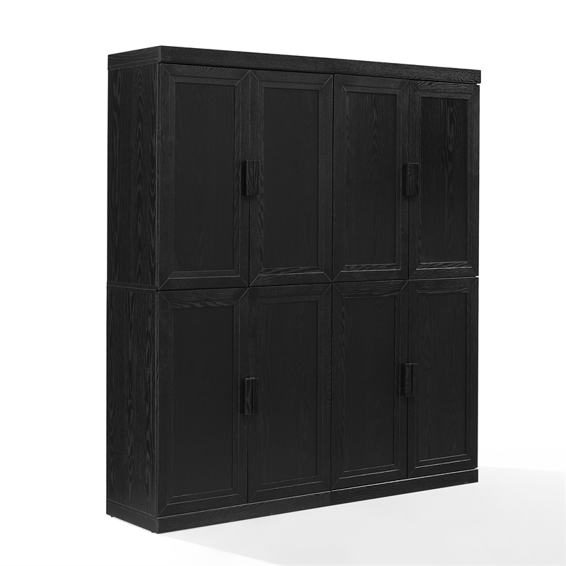 Crosley Furniture Essen 2Pc Kitchen Pantry Storage Cabinet Set in Black