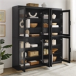 Crosley Furniture Essen 2Pc Glass Door Kitchen Pantry Storage Cabinet in Black