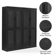 Crosley Furniture Essen 2Pc Glass Door Kitchen Pantry Storage Cabinet in Black