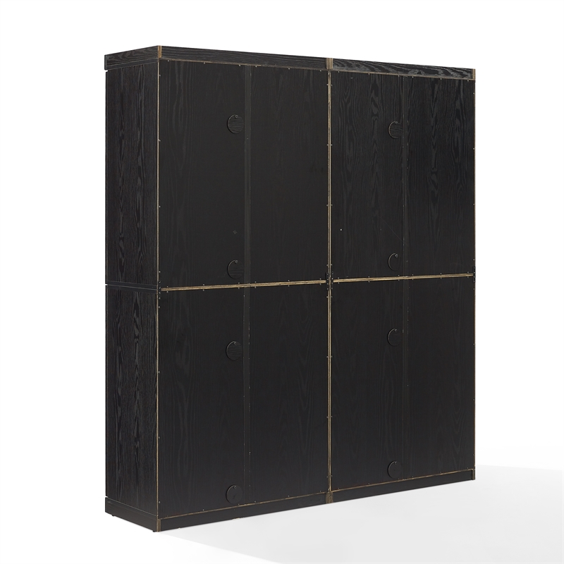 Crosley Furniture Essen 2Pc Glass Door Kitchen Pantry Storage Cabinet in Black