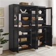 Crosley Furniture Essen 2Pc Pantry Storage Cabinet W/Glass Door Hutch in Black