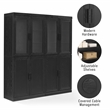 Crosley Furniture Essen 2Pc Pantry Storage Cabinet W/Glass Door Hutch in Black