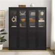 Crosley Furniture Essen 2Pc Pantry Storage Cabinet W/Glass Door Hutch in Black