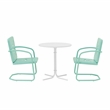 Crosley Furniture Azalea 3Pc Retro Outdoor Bistro Set in Aqua Gloss/White Satin