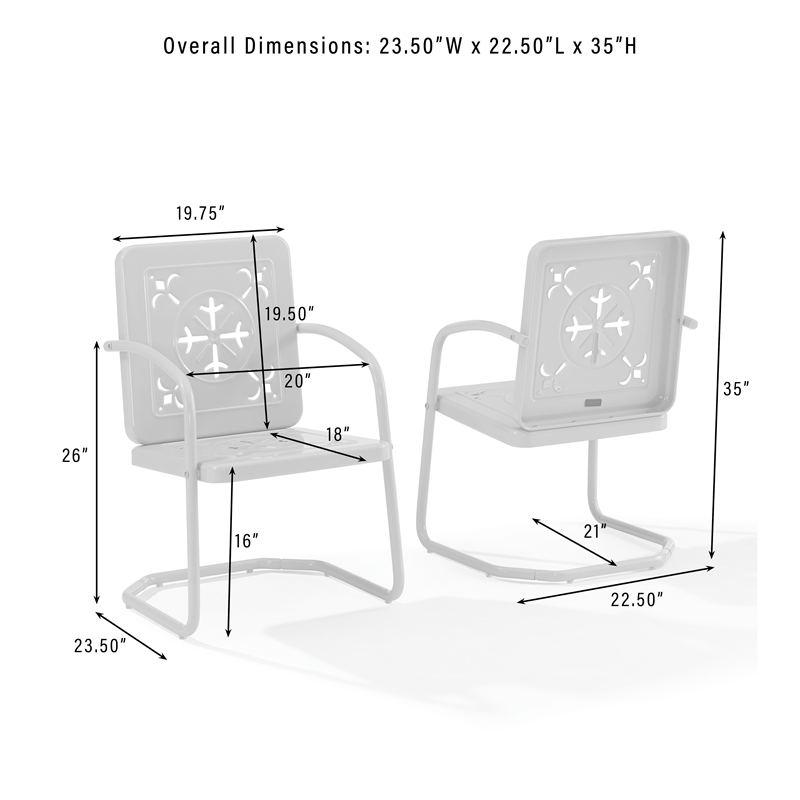 Crosley Furniture Azalea 3Pc Retro Outdoor Bistro Set in Aqua Gloss/White Satin