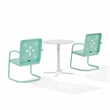 Crosley Furniture Azalea 3Pc Retro Outdoor Bistro Set in Aqua Gloss/White Satin
