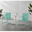 Crosley Furniture Azalea 3Pc Retro Outdoor Bistro Set in Aqua Gloss/White Satin