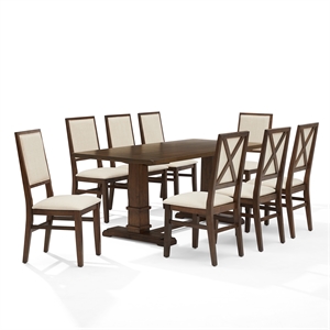 Crosley Furniture Joanna 9-Piece Dining Table Set in Dark Oak/Creme