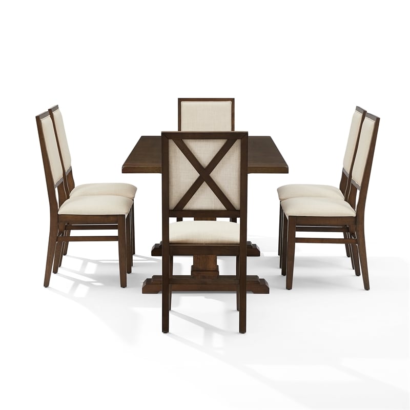 Crosley Furniture Joanna 7-Piece Dining Table Set in Dark Oak/Creme