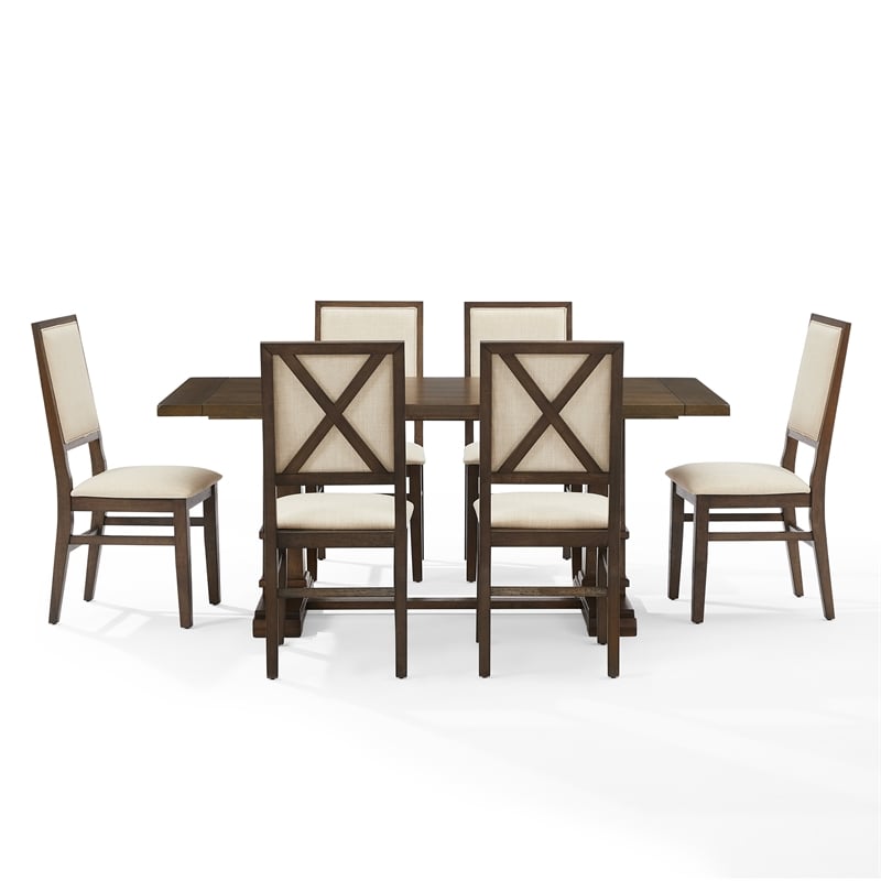 Crosley Furniture Joanna 7-Piece Dining Table Set in Dark Oak/Creme