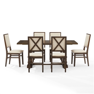 Crosley Furniture Joanna 7-Piece Dining Table Set in Dark Oak/Creme