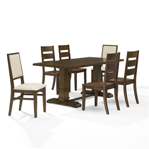 Crosley Furniture Joanna 7-Piece Dining Table Set in Dark Oak/Creme