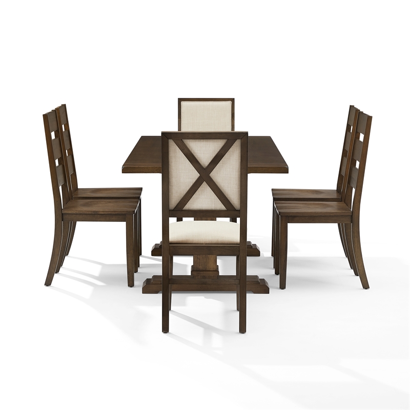 Crosley Furniture Joanna 7-Piece Dining Table Set in Dark Oak/Creme