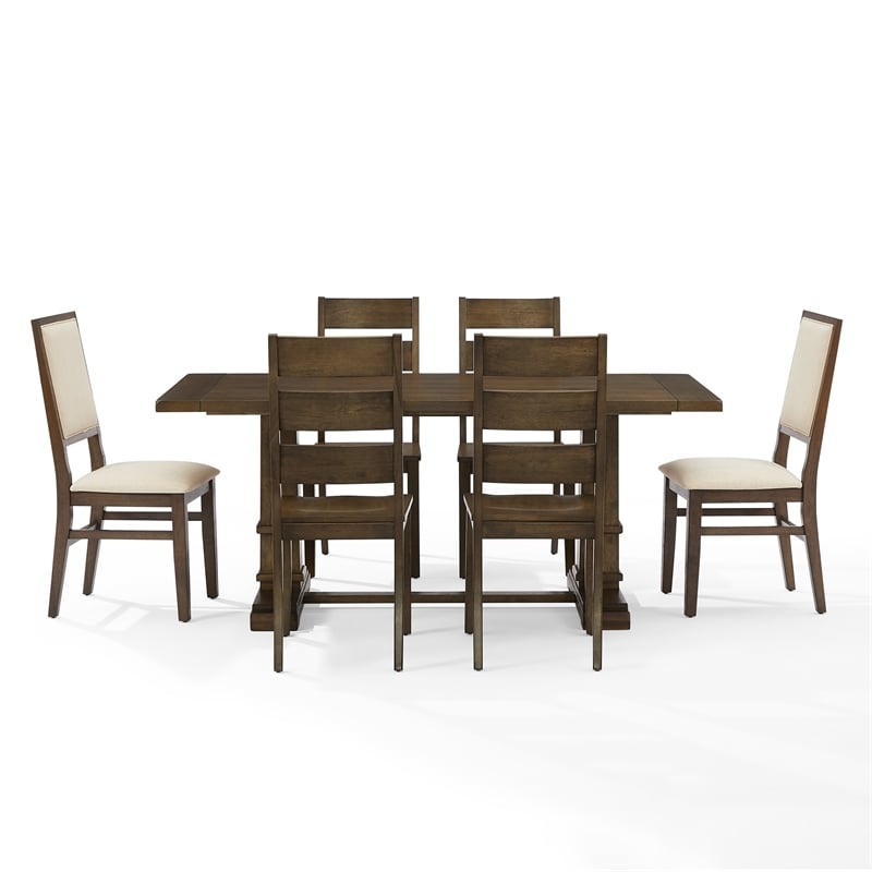 Crosley Furniture Joanna 7-Piece Dining Table Set in Dark Oak/Creme