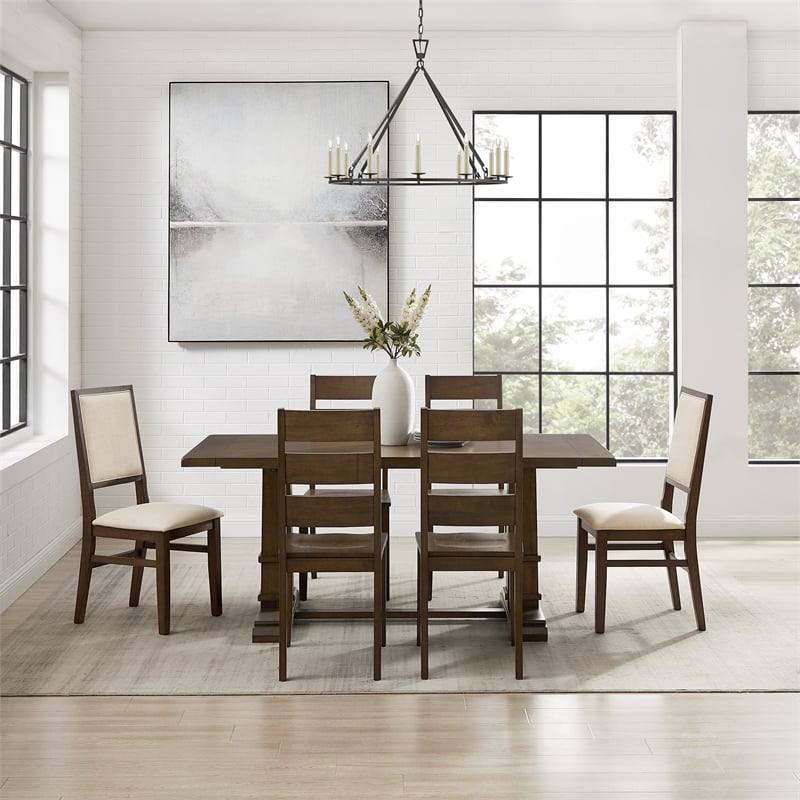 Crosley Furniture Joanna 7-Piece Dining Table Set in Dark Oak/Creme