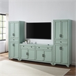 Crosley Furniture Tara 3Pc Sideboard And Pantry Set in Distressed Seafoam Blue