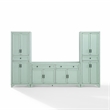 Crosley Furniture Tara 3Pc Sideboard And Pantry Set in Distressed Seafoam Blue