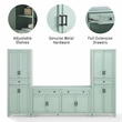Crosley Furniture Tara 3Pc Sideboard And Pantry Set in Distressed Seafoam Blue