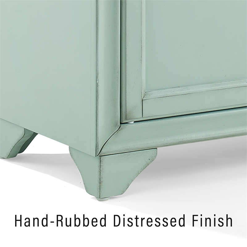 Crosley Furniture Tara 3Pc Sideboard And Pantry Set in Distressed Seafoam Blue