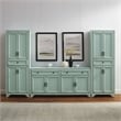 Crosley Furniture Tara 3Pc Sideboard And Pantry Set in Distressed Seafoam Blue