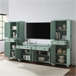 Crosley Furniture Tara 3-Piece Entertainment Center in Distressed Seafoam Blue
